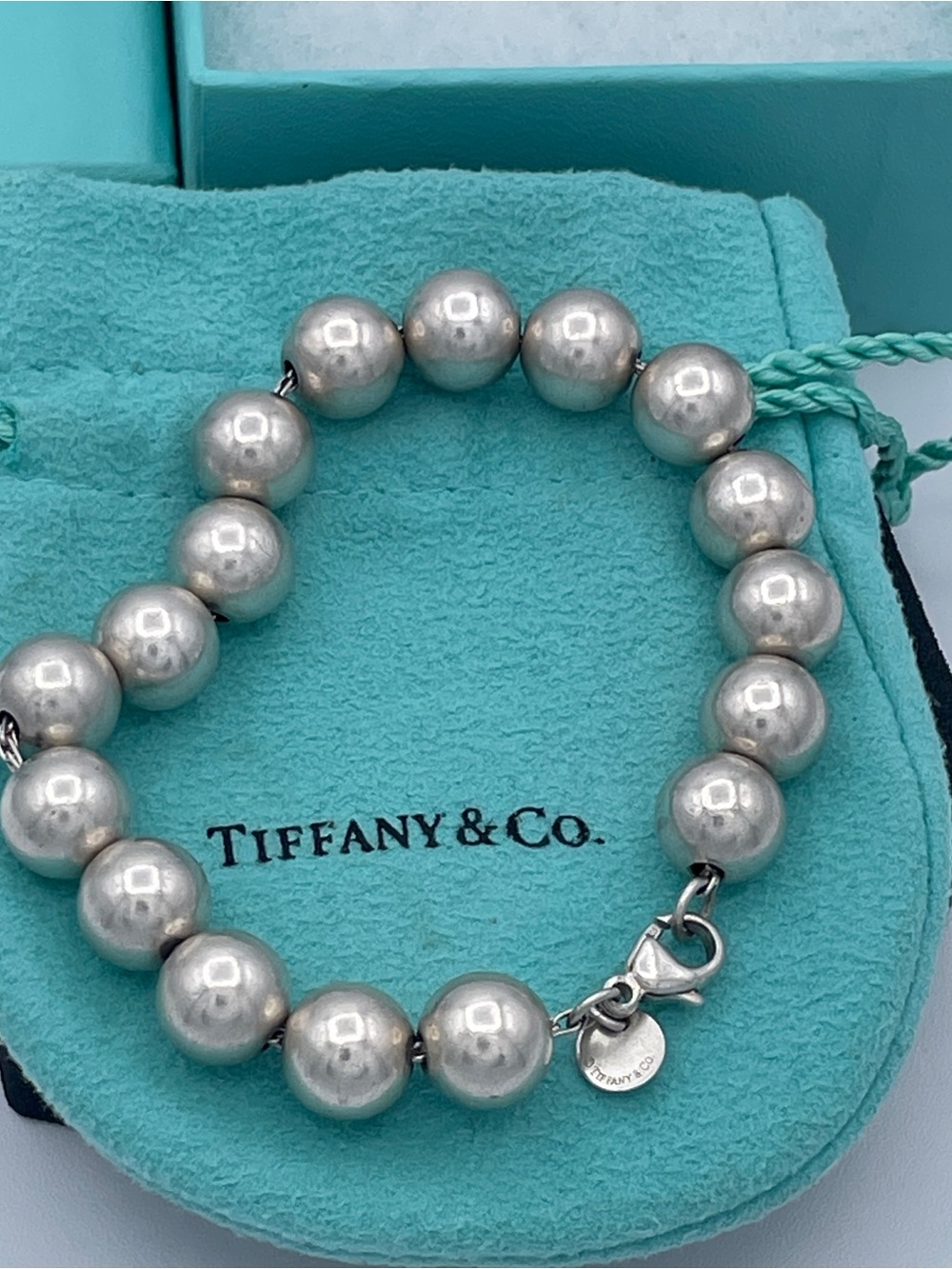 Tiffany & Co. Sterling Silver Beads Bracelet Chunky 10mm Luxury Estate Fits 6”